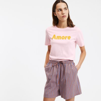 Camiseta con cuello redondo y mensaje, de manga corta LA REDOUTE COLLECTIONS