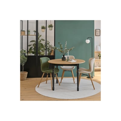 Table extensible ronde bois D105 + 1 allonge et pieds tournés - VICTORIA HELLIN, DEPUIS 1862
