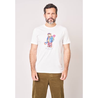 T-shirt confort homme en 100% coton imprimé ourson snowboard SNOWBEAR DEELUXE