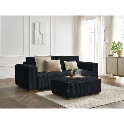 Canapé droit convertible 4 places en gros côtelé doux avec pouf, CHELSEA BOBOCHIC