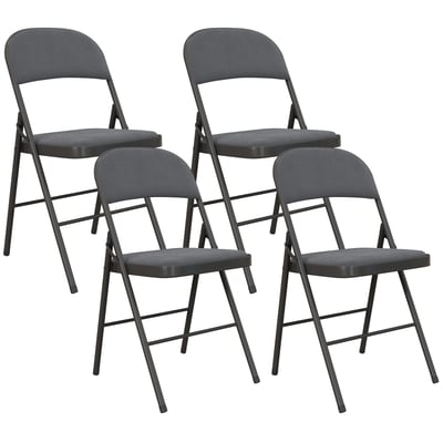 Chaise pliante Velours (100 % polyester) Gris HOMCOM