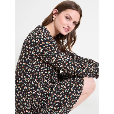 Robe évasée à motifs col V FORET NAF NAF