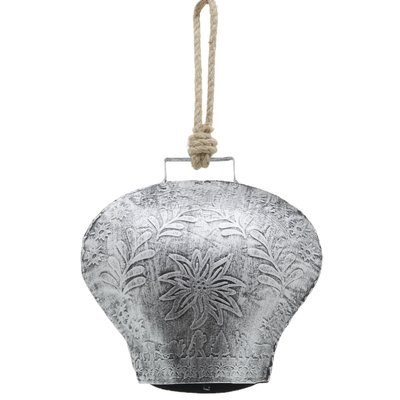 Cloche en métal argenté antique Edelweiss Grand modèle AUBRY GASPARD