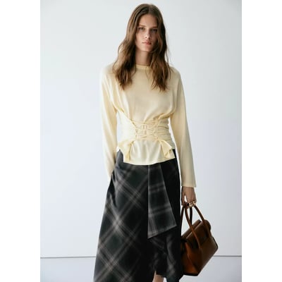 Jupe asymétrique carreaux MANGO