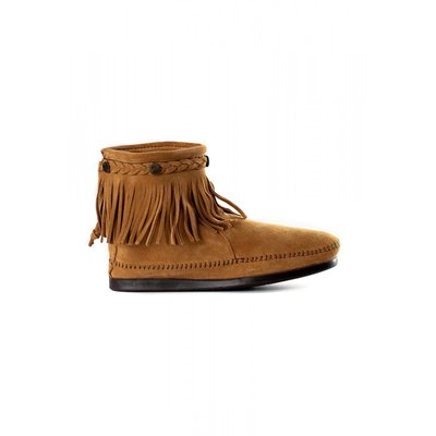 Boots Franges Avec Tresse Cheville, Cuir Suede MINNETONKA