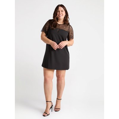 Robe courte avec le haut en dentelle et le bas en cady léger FIORELLA RUBINO