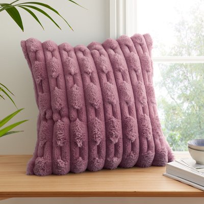 Carved Faux Fur Filled Cushion BIANCA FINE LINENS