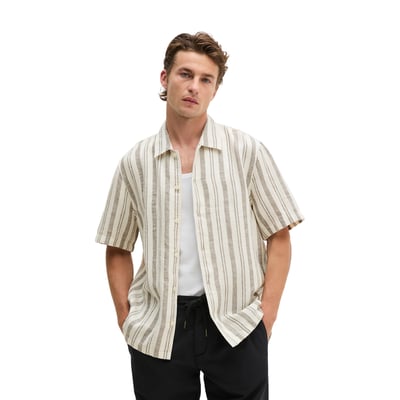 Chemise à manches courtes regular en coton bio et en lin MARC O'POLO