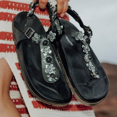 Sandales-tongs bijoux en cuir PROMOD