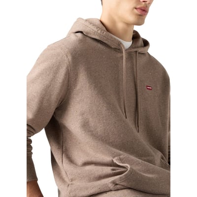 Sweat beige chiné en coton avec un col à capuche et une poche kangourou LEVI'S