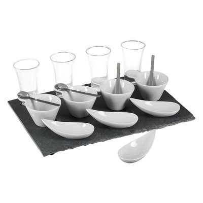 Set de présentation apéritif - 17 pièces - Plateau en ardoise SECRET DE GOURMET
