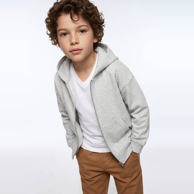 Sweat à capuche uni contenant en coton BIO MONOPRIX