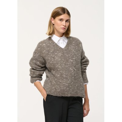 Pull droit en maille mouchetée encolure V HUMILITY