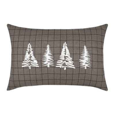 Coussin rectangulaire à carreaux et sapins brodés LOVELY CASA