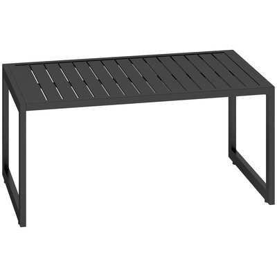 Table basse de jardin rectangulaire plateau à lattes alu noir OUTSUNNY
