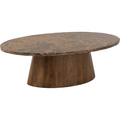 Table basse ovale en marbre et bois de manguier RECOLLECTION