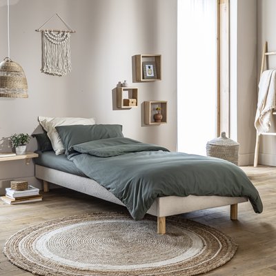 Sommier kit en bois massif et tissu bouclette TERRE DE NUIT
