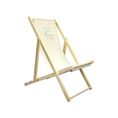 Chilienne en pin et tissu Santos Beige et gris CMP