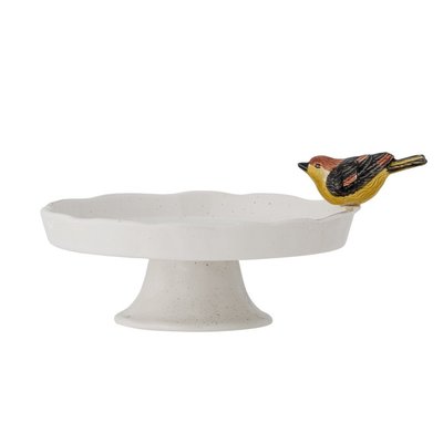Plat à gâteau sur pied grès oiseau  TWEET BLOOMINGVILLE