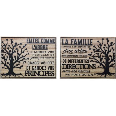 Plaque décorative Arbre de vie et Famille 30 x 40 cm (Lot de 2) JARDINDECO