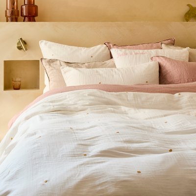 Housse de couette gaze de coton ZEPHIRE CARRE BLANC