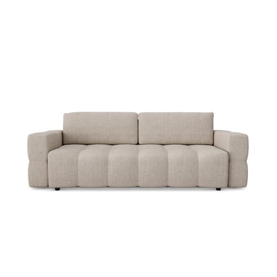 Canapé convertible coffre noyer 4 places en tissu bouclette GABRIEL SIA HOME
