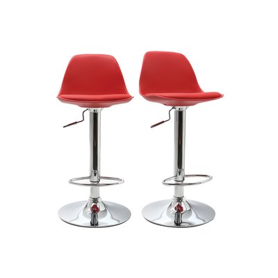 Tabourets de bar design en tissu effet velours texturé beige (lot de 2) STEEVY MILIBOO