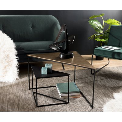 Table de salon gigogne triangle métal noir et doré design contemporain ZALA PIER IMPORT