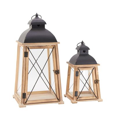 Lanternes en pin et métal (Lot de 2) AUBRY GASPARD