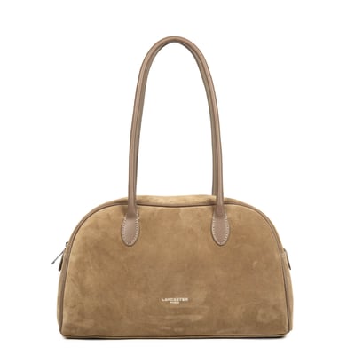 Sac cabas porté épaule zippé en cuir, SUEDE LANCASTER