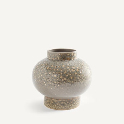 Vaso rotondo in ceramica smaltata maculata, altezza 18,5 cm, LECCIA AM.PM