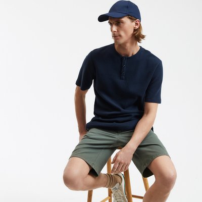 Oberteil in T-Shirt-Form mit rundem Ausschnitt und kleiner Knopfleiste LA REDOUTE COLLECTIONS