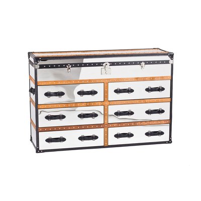 Commode 6 tiroirs en acier inoxydable et cuir NOW'S HOME