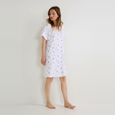 Chemise de nuit manches courtes imprimé marin en coton BIO MONOPRIX