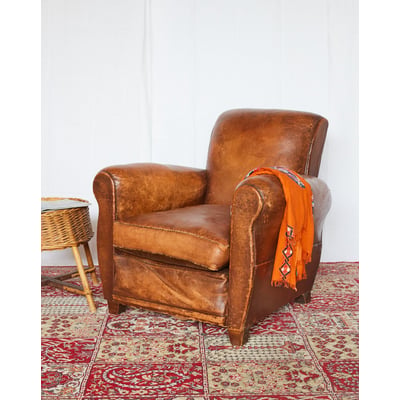 Fauteuil club en cuir Ernest N°1103 - Bon état DEBONGOUT