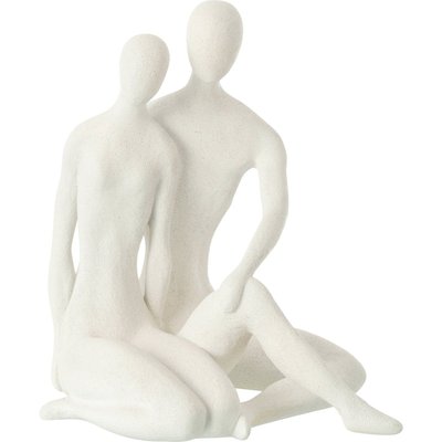 Figurine couple assis moderne en résine blanche mate design épuré RECOLLECTION