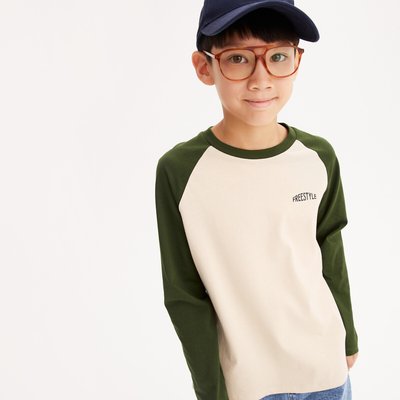 Cotton Long Sleeve T-Shirt with Slogan Print on Chest LA REDOUTE COLLECTIONS