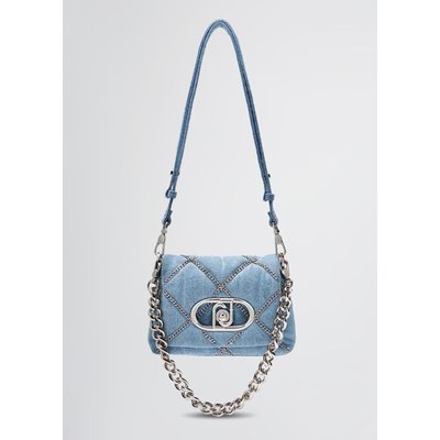 Sac LaPuffy petit format en toile denim avec chaînes LIU JO