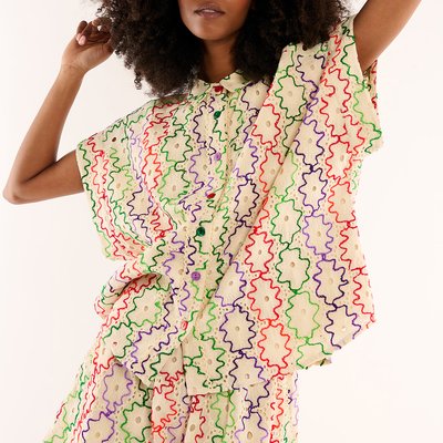 Chemise en coton avec broderie à motif floral ALBA WILD