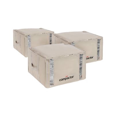 COMPACTOR - Lot 3 housses rangement sous vide M - 42 x 40 x H.25 cm - Blanc COMPACTOR