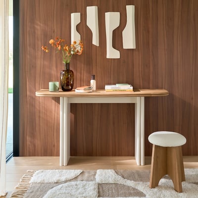 Mesa consola en dos materiales, de 2 a 4 comensales, Piana LA REDOUTE INTERIEURS