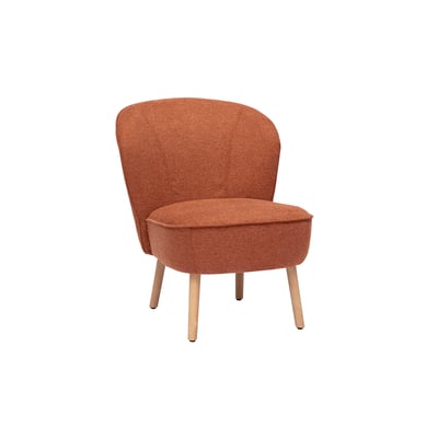 Fauteuil scandinave en tissu effet velours texturé terre brûlée et bois clair AMANITA MILIBOO