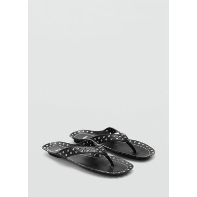 Sandales cuir à œillets MANGO