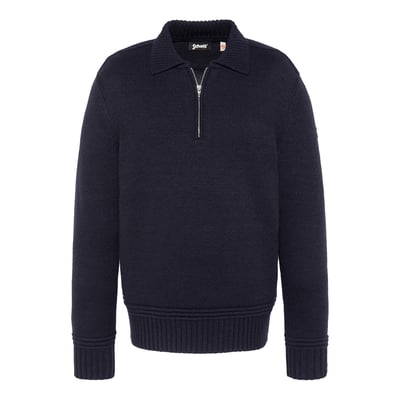 Pull col polo zippé maille fantaisie SCHOTT