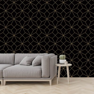 Papier peint graphique prisme noir et blanc HEXOA