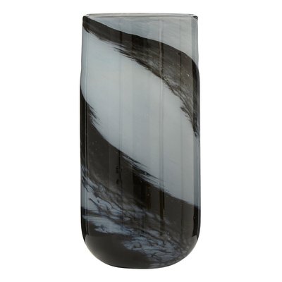 41cm Grey and Black Brushstroke Glass Vase SO'HOME