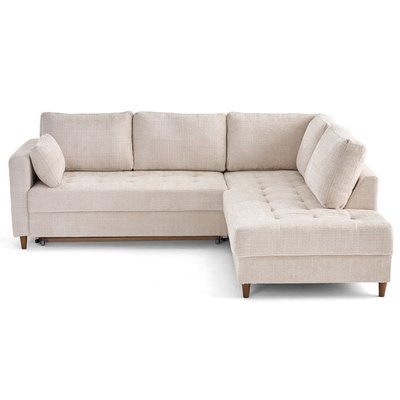 Canapé d'Angle Convertible en Velours texturé 5 places - ANNA LISA DESIGN
