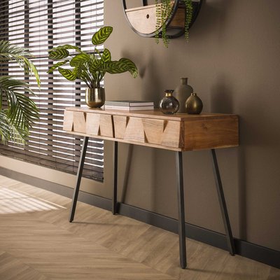 Console d'entrée en bois 2 tiroirs en relief MELBOURNE PIER IMPORT