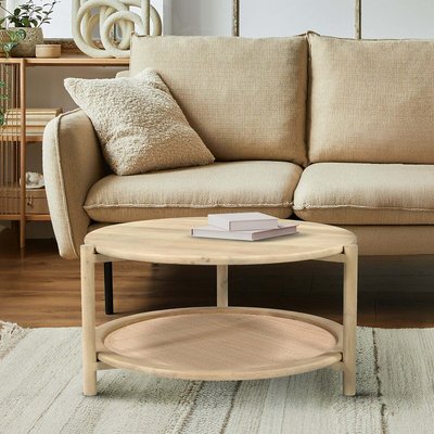 Janika Rattan & Mango Wood Round Coffee Table ÉDITÉ
