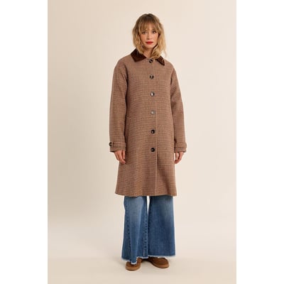 Manteau mi-long à carreaux, col chemise MOLLY BRACKEN